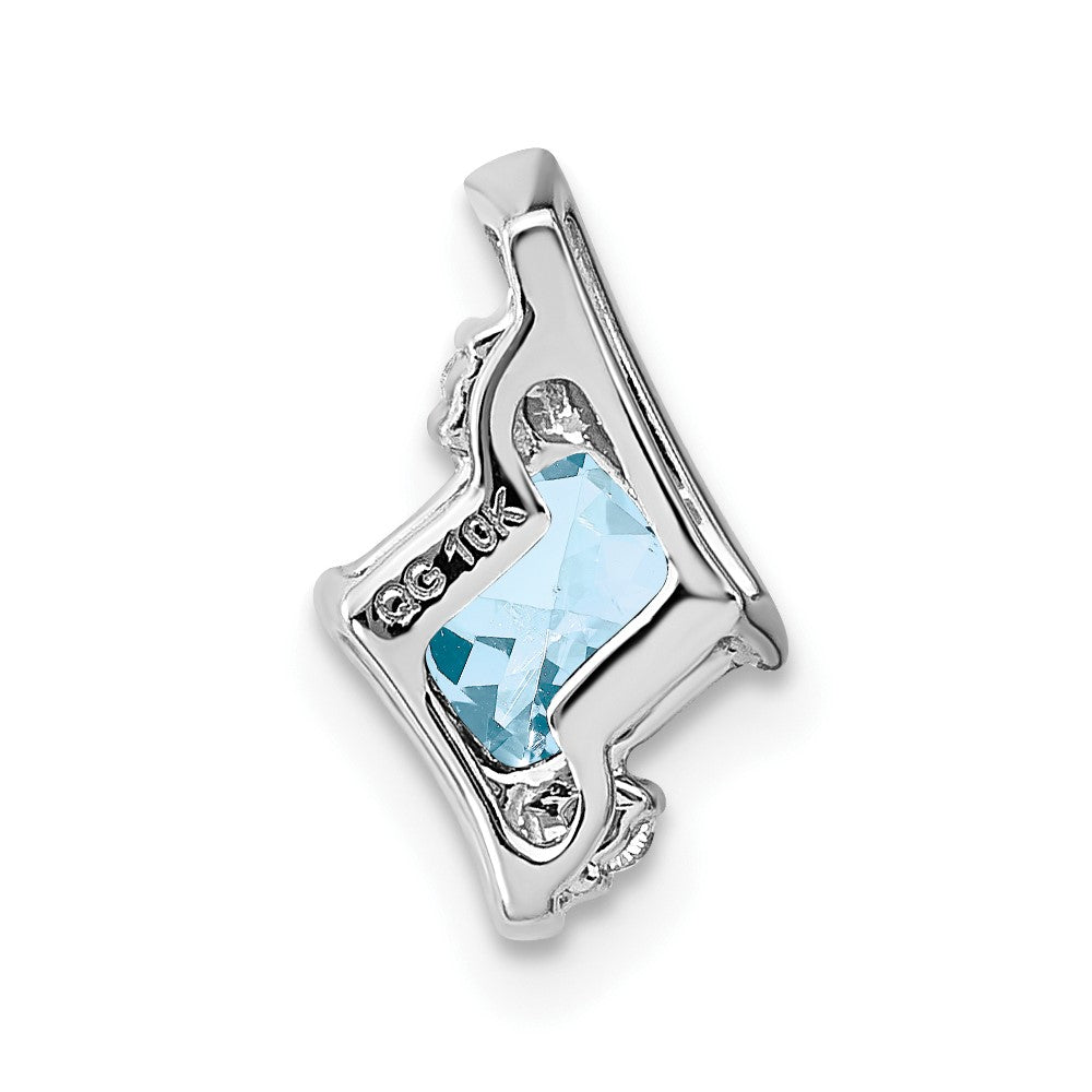 Sterling Silber Antik-Kissenschliff-Aquamarin- und Echtdiamant-Anhänger