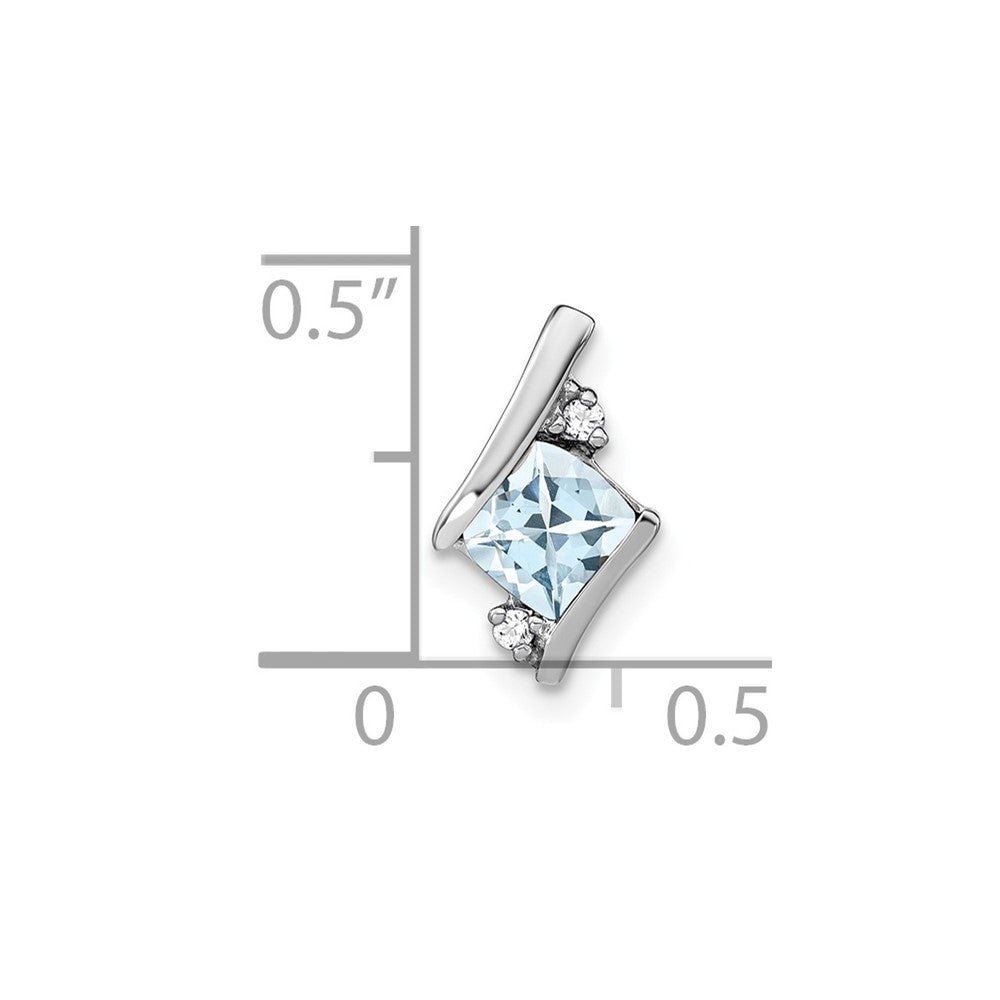 Sterling Silber Antik-Kissenschliff-Aquamarin- und Echtdiamant-Anhänger