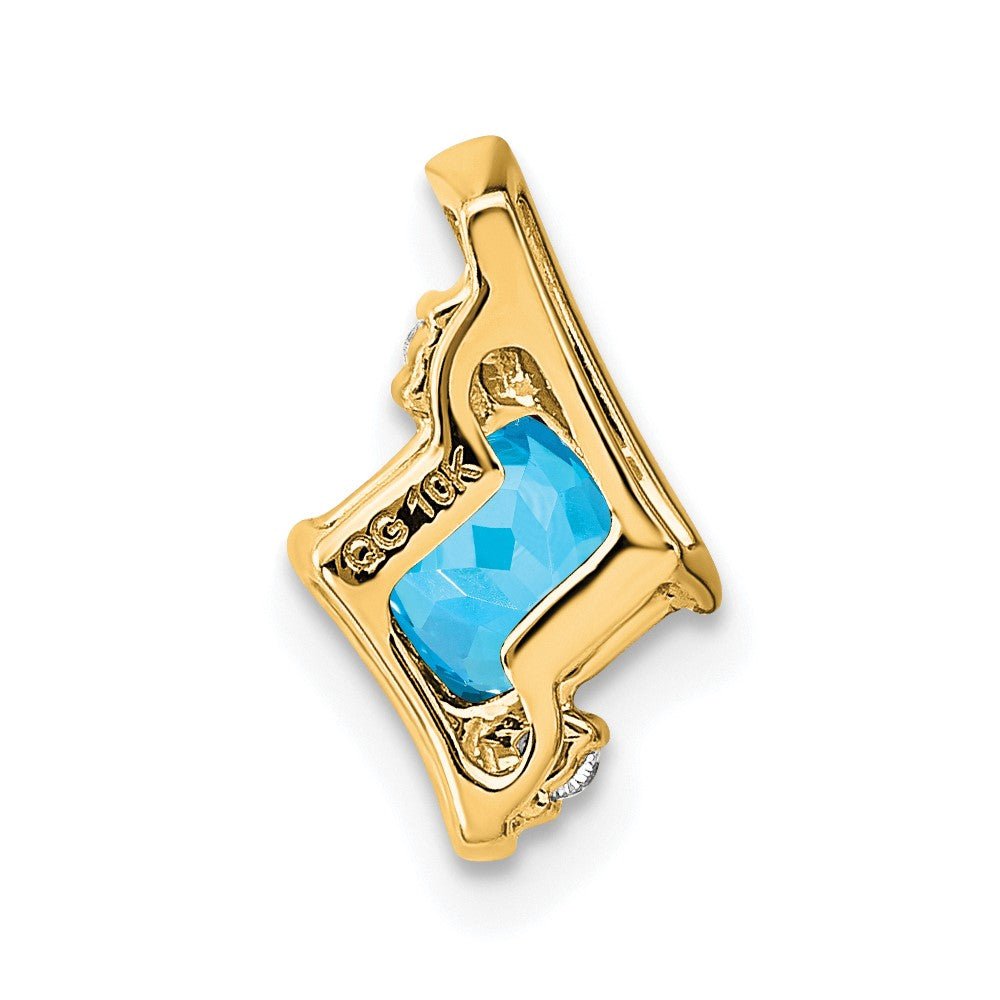 10K Gelbgold Kissen Blautopas und Diamant Kette Anhänger