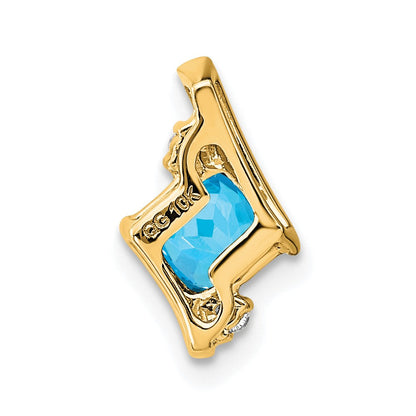 10K Gelbgold Kissen Blautopas und Diamant Kette Anhänger