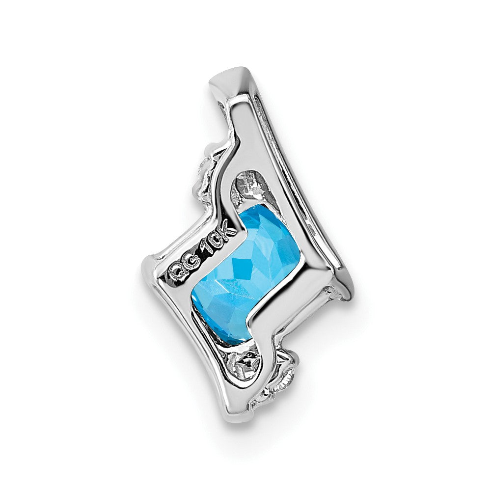 Sterling Silber Antiker Kissenschliff Blautopas und Echter Diamant Anhänger