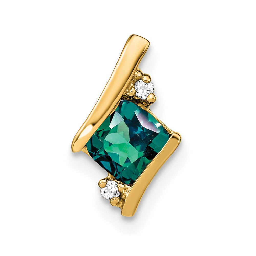 10K Gelbgold Kissen Cr. Alexandrite und Diamant Kette Anhänger