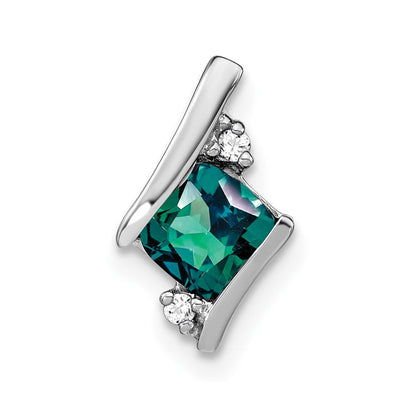 Sterling Silber Antiker Kissenschliff Cr. Alexandrit und Echter Diamant Anhänger