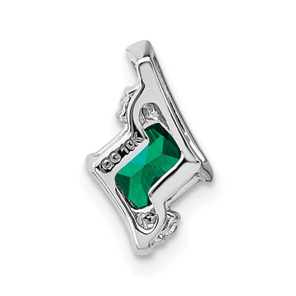 Sterling-Silber-Anhänger mit antikem Kissenschliff-Smaragd (Cr.) und echtem Diamant