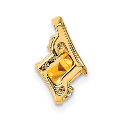 10K Gelbgold Kissen Citrin und Diamant Kette Anhänger