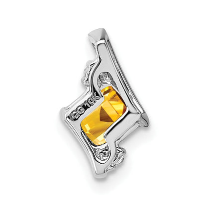 Sterling Silber Antiker Kissenschliff-Citrin- und Echtdiamant-Anhänger
