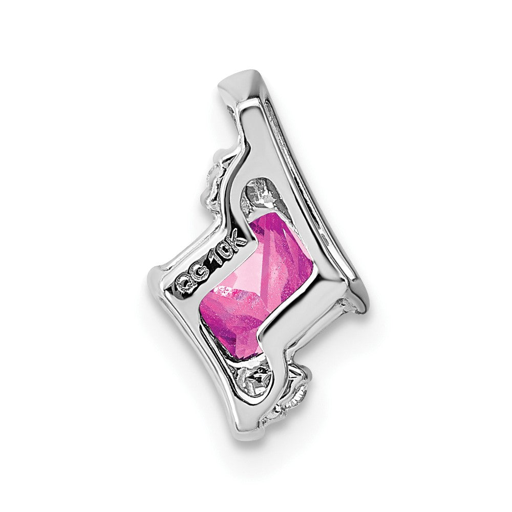 Sterling Silber Antiker Kissenschliff Pink Saphir und Echter Diamant Anhänger
