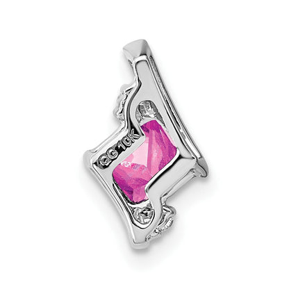 Sterling Silber Antiker Kissenschliff Pink Saphir und Echter Diamant Anhänger