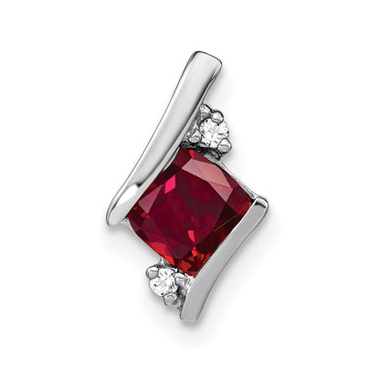 Sterlingsilber Antik Kissen Cr. Rubin und Diamant Anhänger