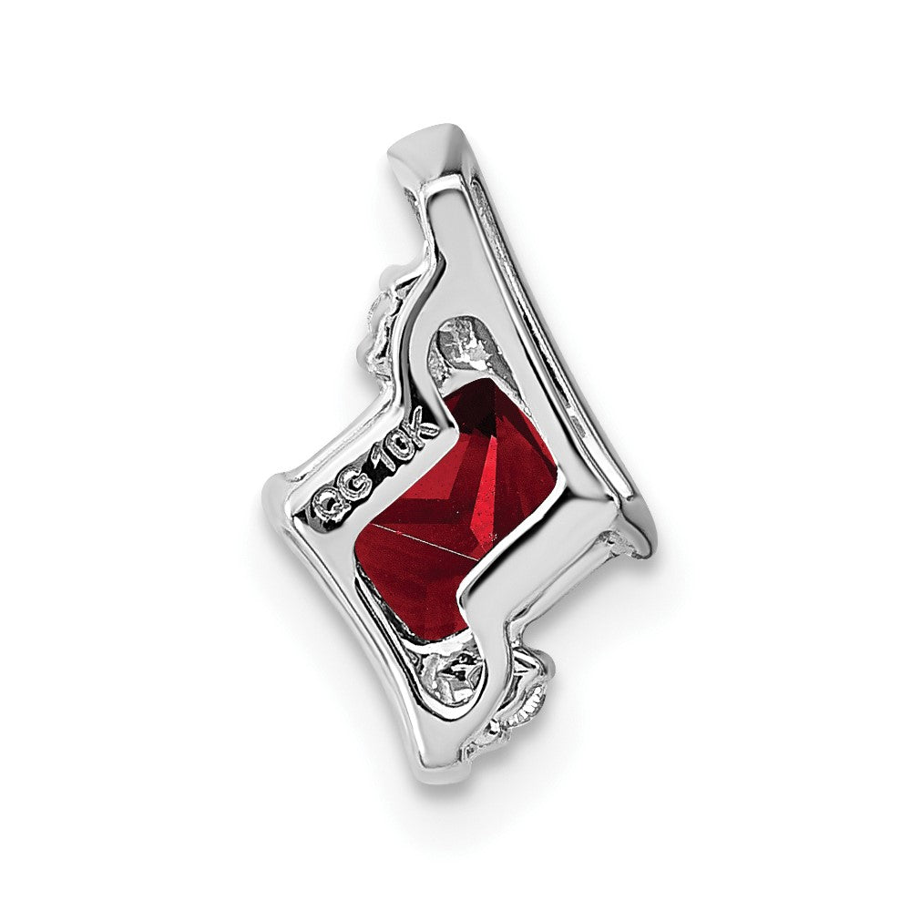 10K Weißgold Kissen Granat und Diamant Kette Anhänger