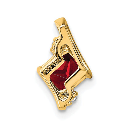 10K Gelbgold Kissen Granat und Diamant Kette Anhänger