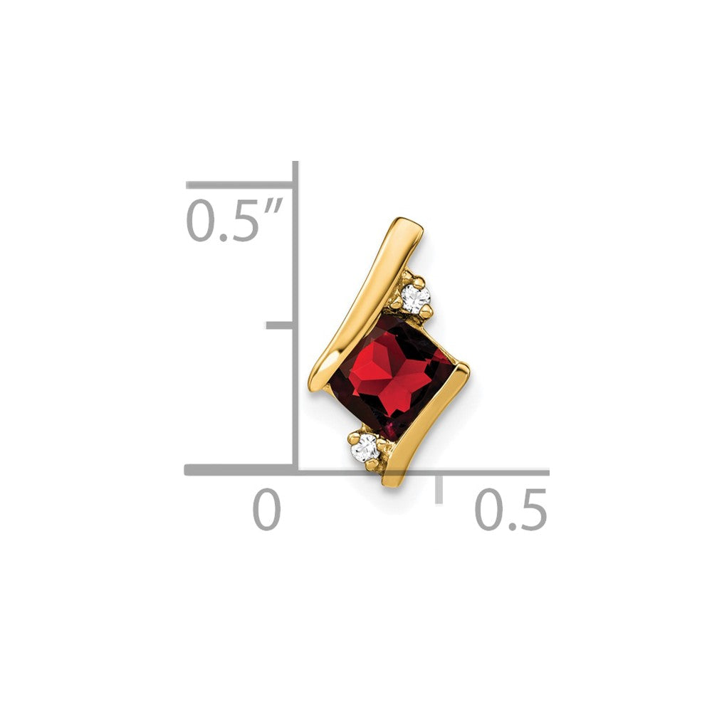 10K Gelbgold Kissen Granat und Diamant Kette Anhänger