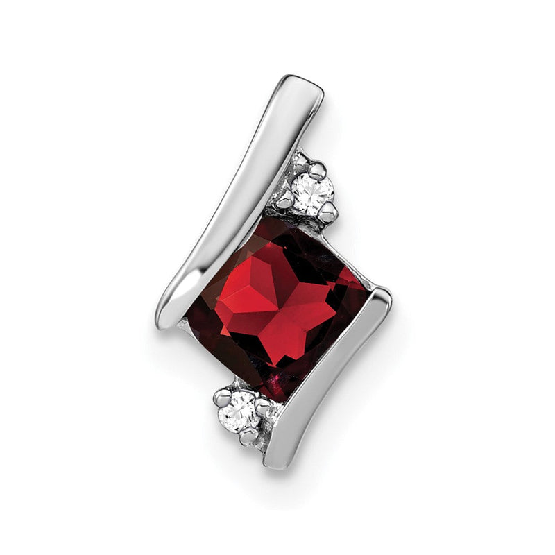 Sterling Silber Anhänger mit antikem Kissenschliff-Granat und echtem Diamant