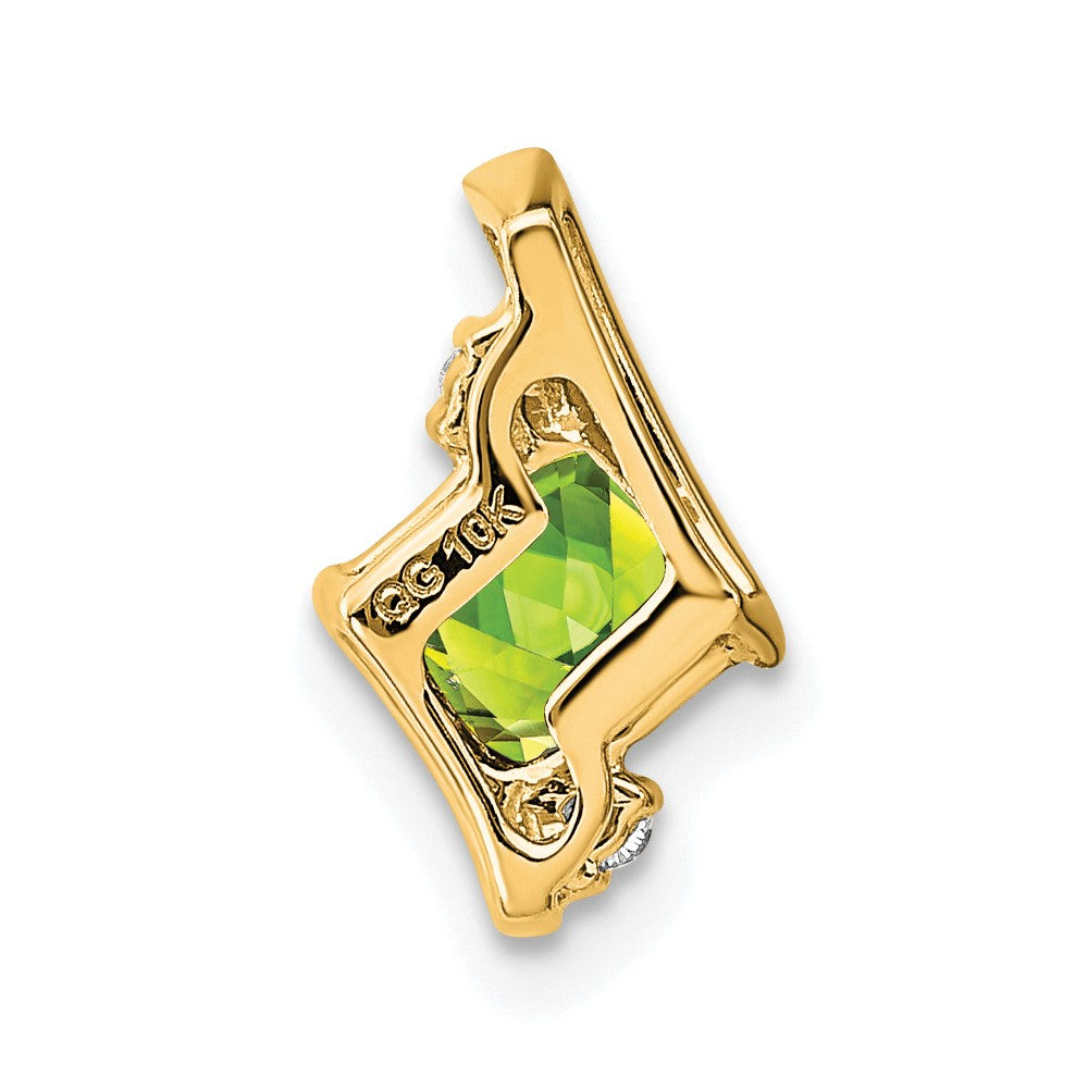10K Gelbgold Kissen Peridot und Diamant Kette Anhänger