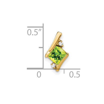 10K Gelbgold Kissen Peridot und Diamant Kette Anhänger