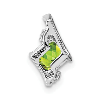 Sterling Silber Antik-Kissenschliff-Peridot- und Echtdiamant-Anhänger