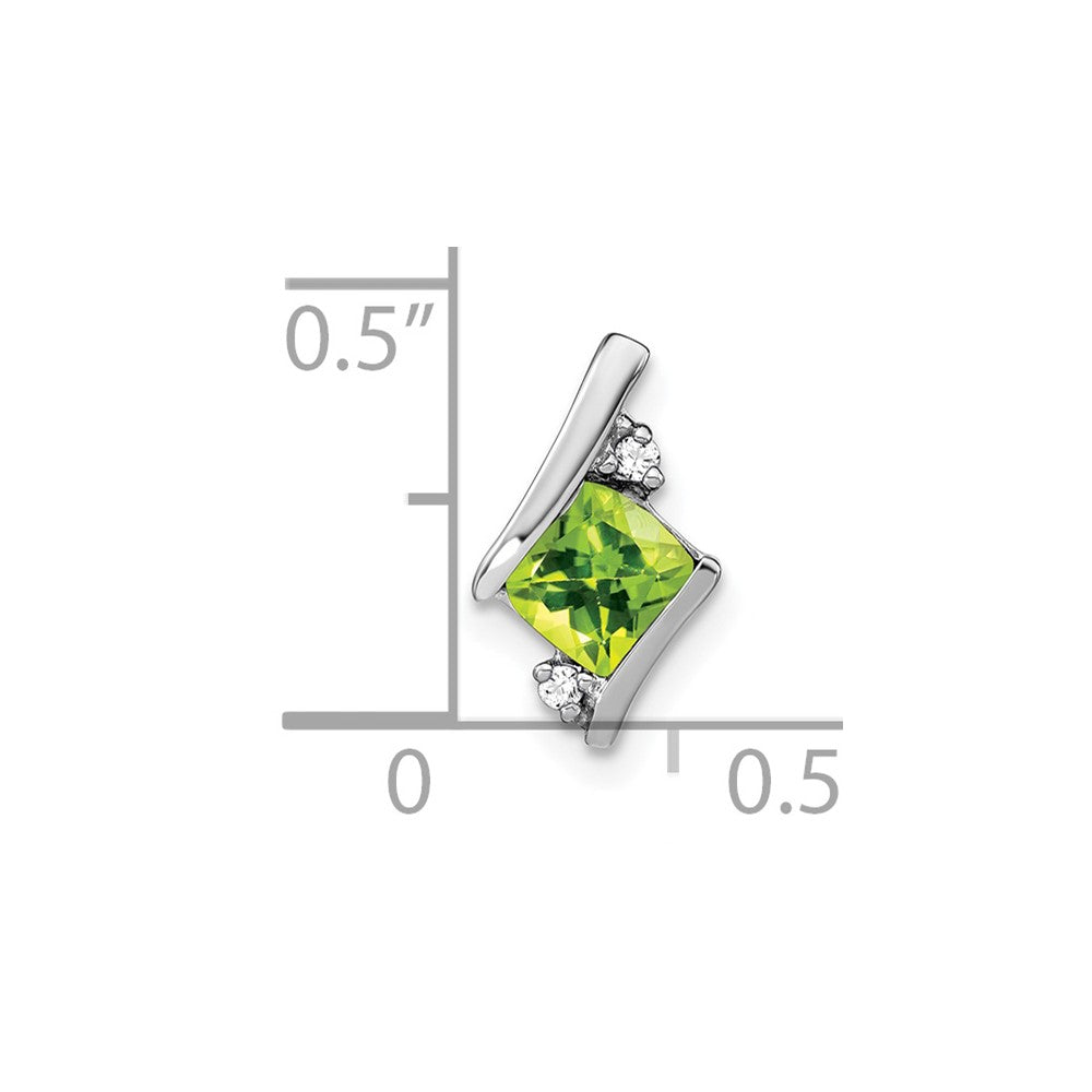 Sterling Silber Antik-Kissenschliff-Peridot- und Echtdiamant-Anhänger