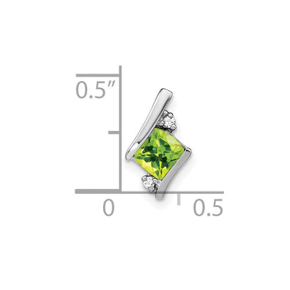 Sterling Silber Antik-Kissenschliff-Peridot- und Echtdiamant-Anhänger