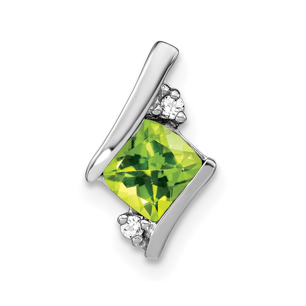 Sterling Silber Antik-Kissenschliff-Peridot- und Echtdiamant-Anhänger