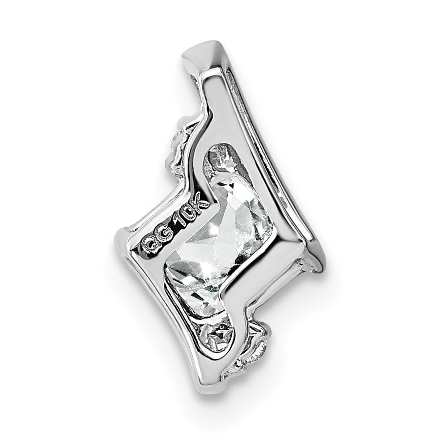 10K Weißgold Kissen Topas und Diamant Kette Anhänger