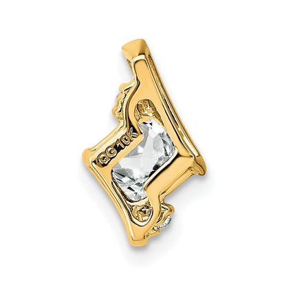 10K Gelbgold Kissen Weiß Topas und Diamant Kette Anhänger