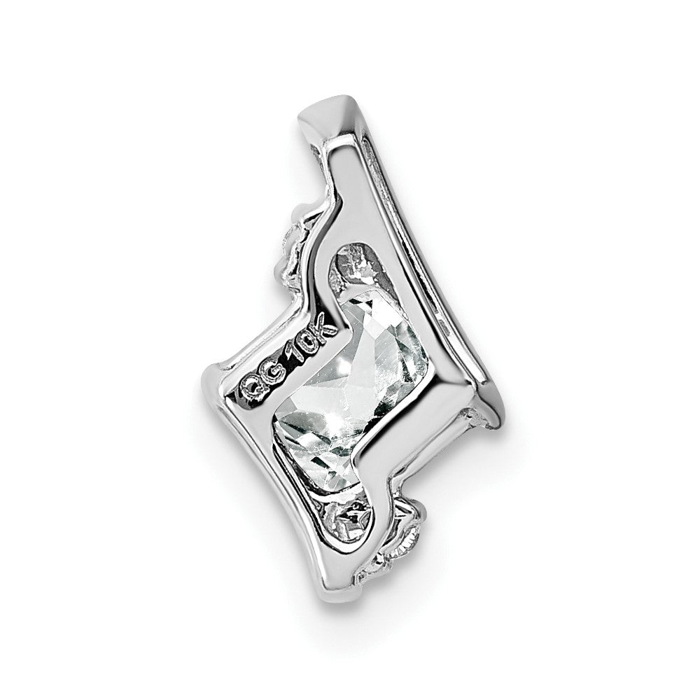 Sterling Silber Antiker Kissenschliff Weißer Topas und Echter Diamant Anhänger