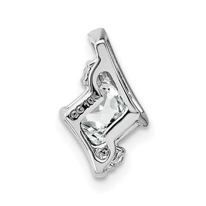 Sterling Silber Antiker Kissenschliff Weißer Topas und Echter Diamant Anhänger