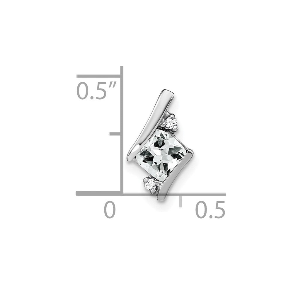Sterling Silber Antiker Kissenschliff Weißer Topas und Echter Diamant Anhänger