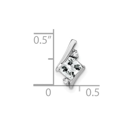 Sterling Silber Antiker Kissenschliff Weißer Topas und Echter Diamant Anhänger