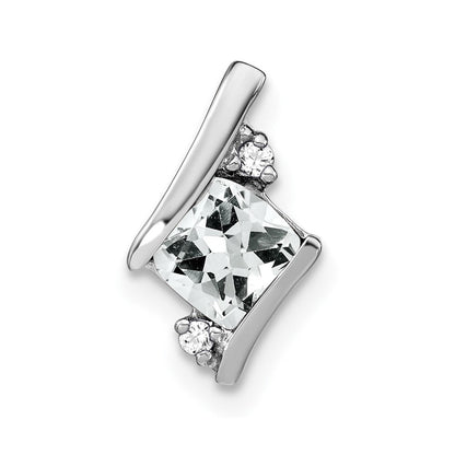 Sterling Silber Antiker Kissenschliff Weißer Topas und Echter Diamant Anhänger