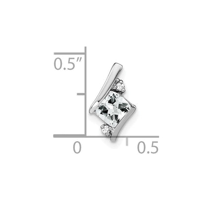 14K Weißgold Kissen Weiß Topas und Diamant Kette Anhänger