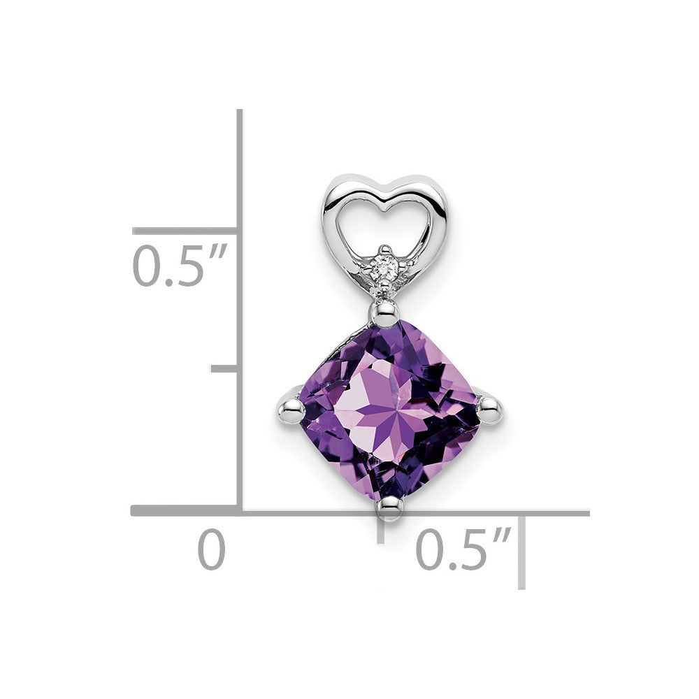 14K Weißgold Amethyst und Echt Diamant Herz Kette Anhänger
