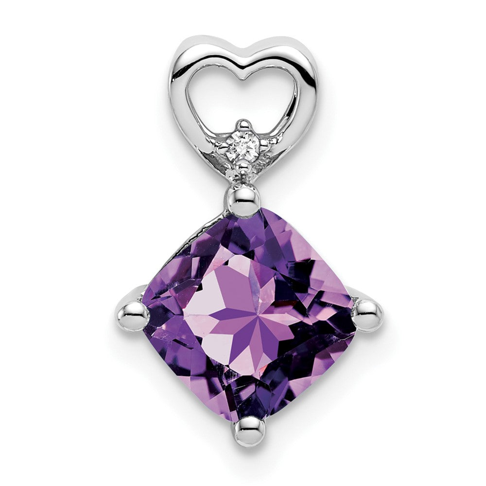 14K Weißgold Amethyst und Echt Diamant Herz Kette Anhänger
