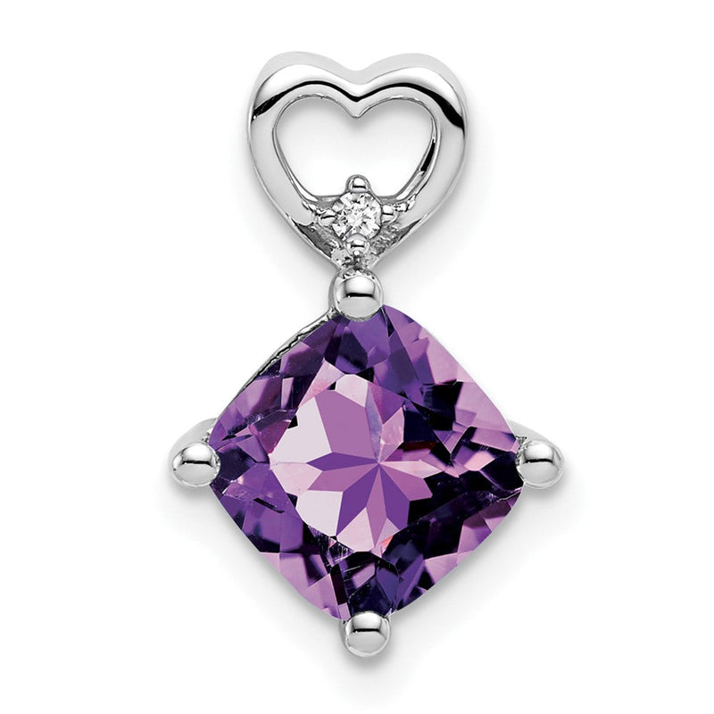 14K Weißgold Amethyst und Echt Diamant Herz Kette Anhänger