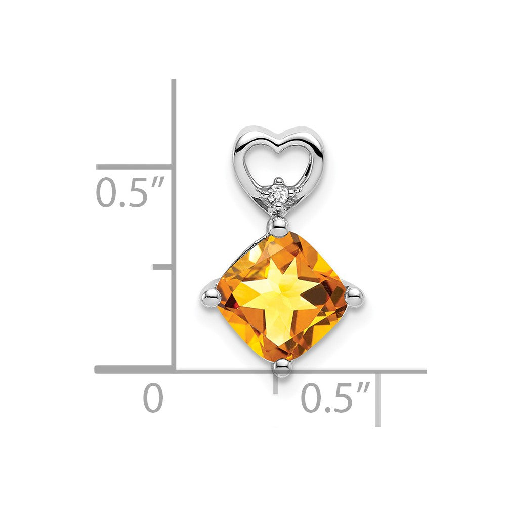 14K Weißgold Citrin und Echt Diamant Herz Kette Anhänger