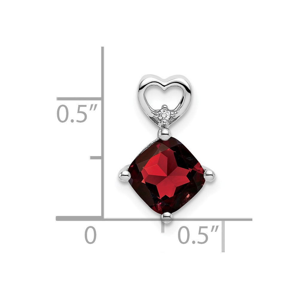 14K Weißgold Granat und Echt Diamant Herz Kette Anhänger