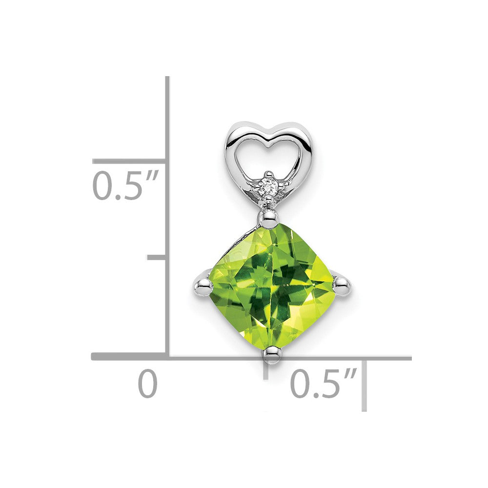 14K Weißgold Peridot und Echt Diamant Herz Kette Anhänger