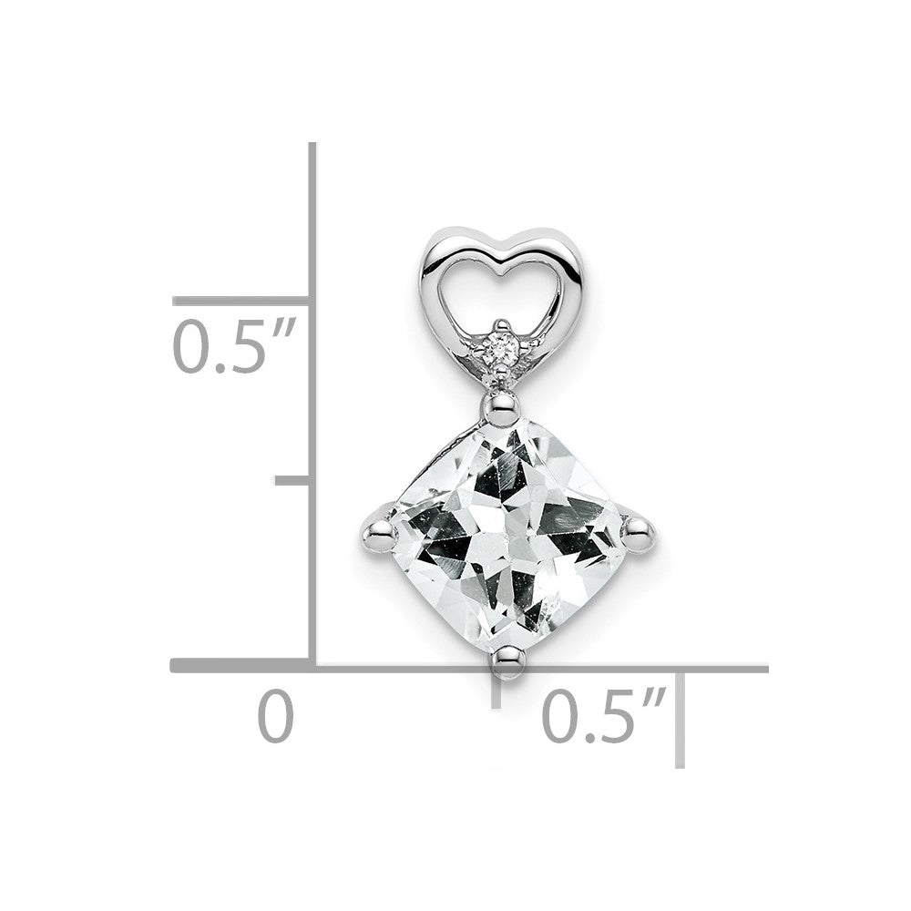 14K Weißgold Weiß Topas und Echt Diamant Herz Kette Anhänger