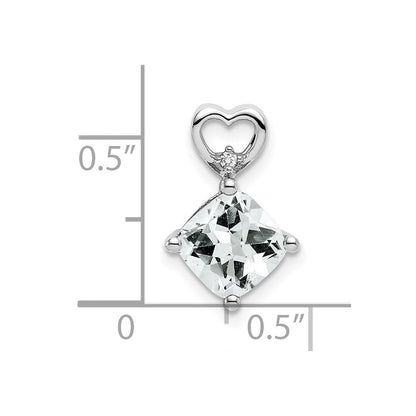 14K Weißgold Weiß Topas und Echt Diamant Herz Kette Anhänger