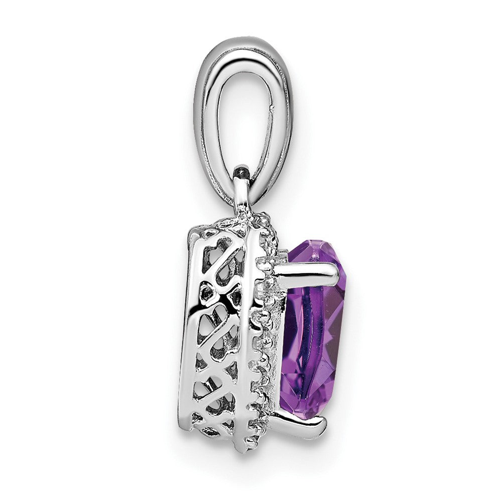 Sterling Silber Amethyst- und Echtdiamant-Anhänger