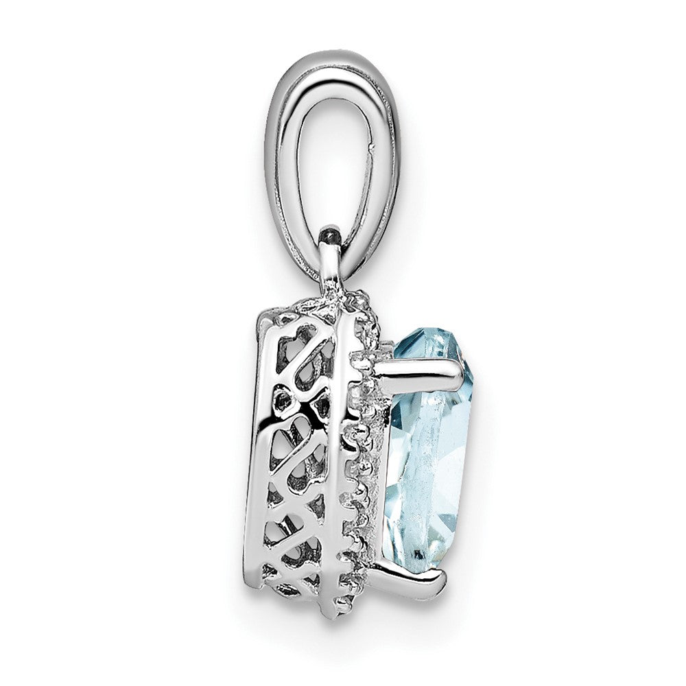 Aquamarin- und Echtdiamant-Anhänger aus Sterlingsilber