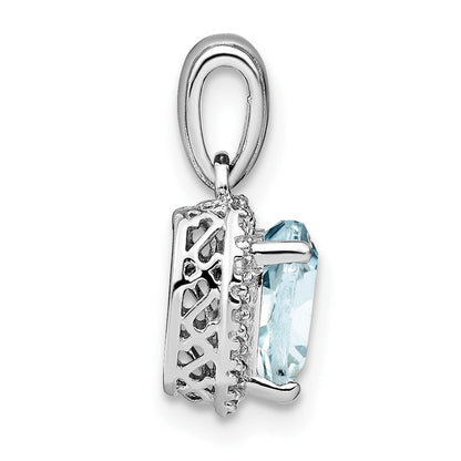 Aquamarin- und Echtdiamant-Anhänger aus Sterlingsilber
