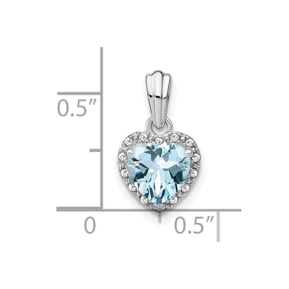 Aquamarin- und Echtdiamant-Anhänger aus Sterlingsilber