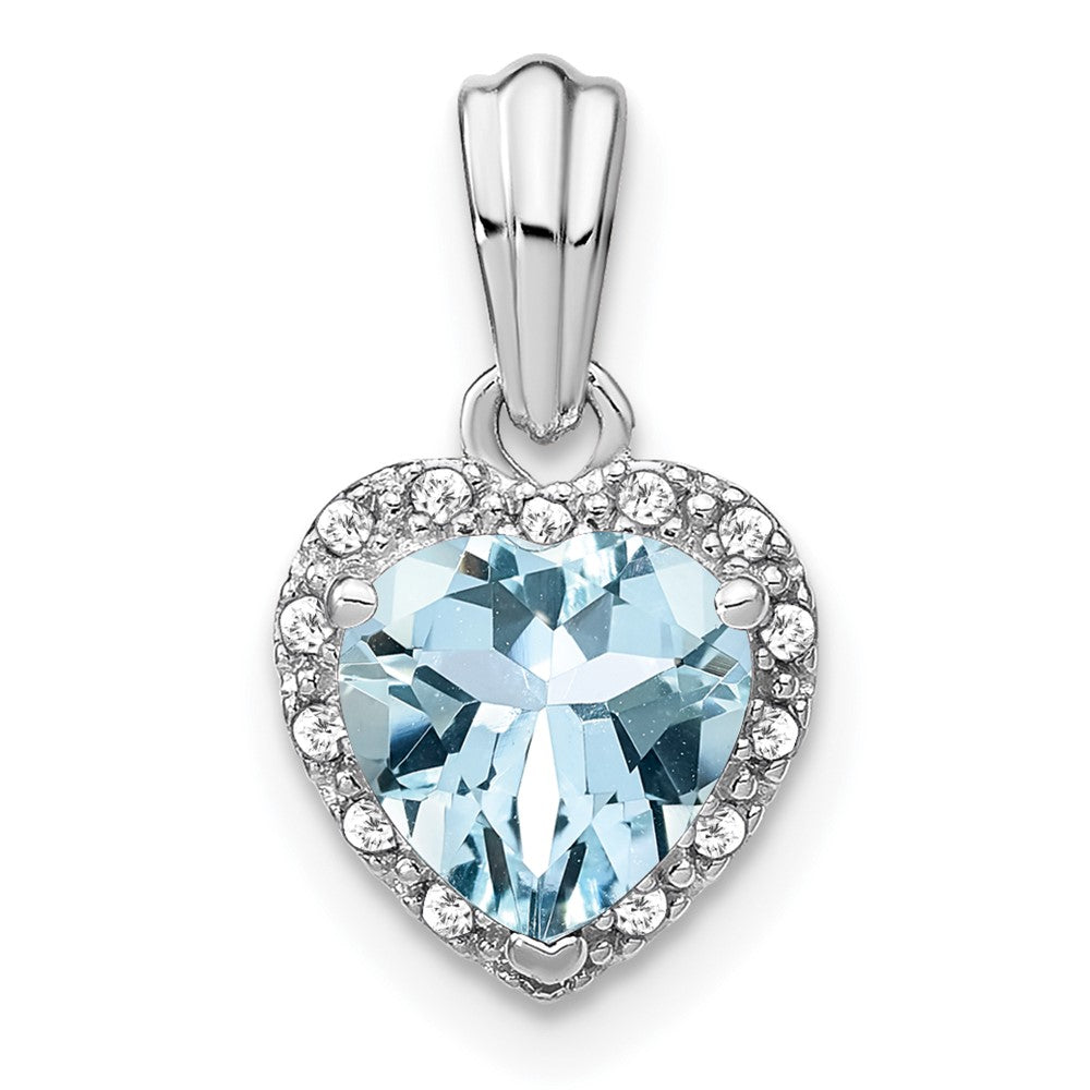 Aquamarin- und Echtdiamant-Anhänger aus Sterlingsilber