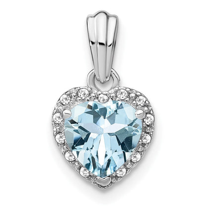 Aquamarin- und Echtdiamant-Anhänger aus Sterlingsilber