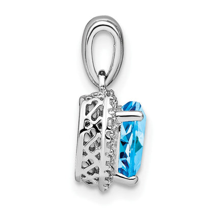 Sterling-Silber-Anhänger mit Blautopas und echtem Diamant