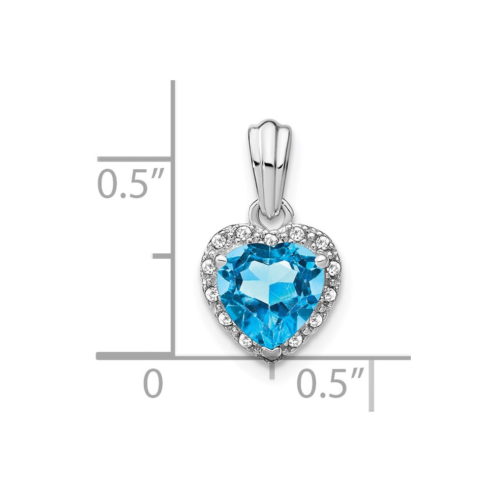 Sterling-Silber-Anhänger mit Blautopas und echtem Diamant