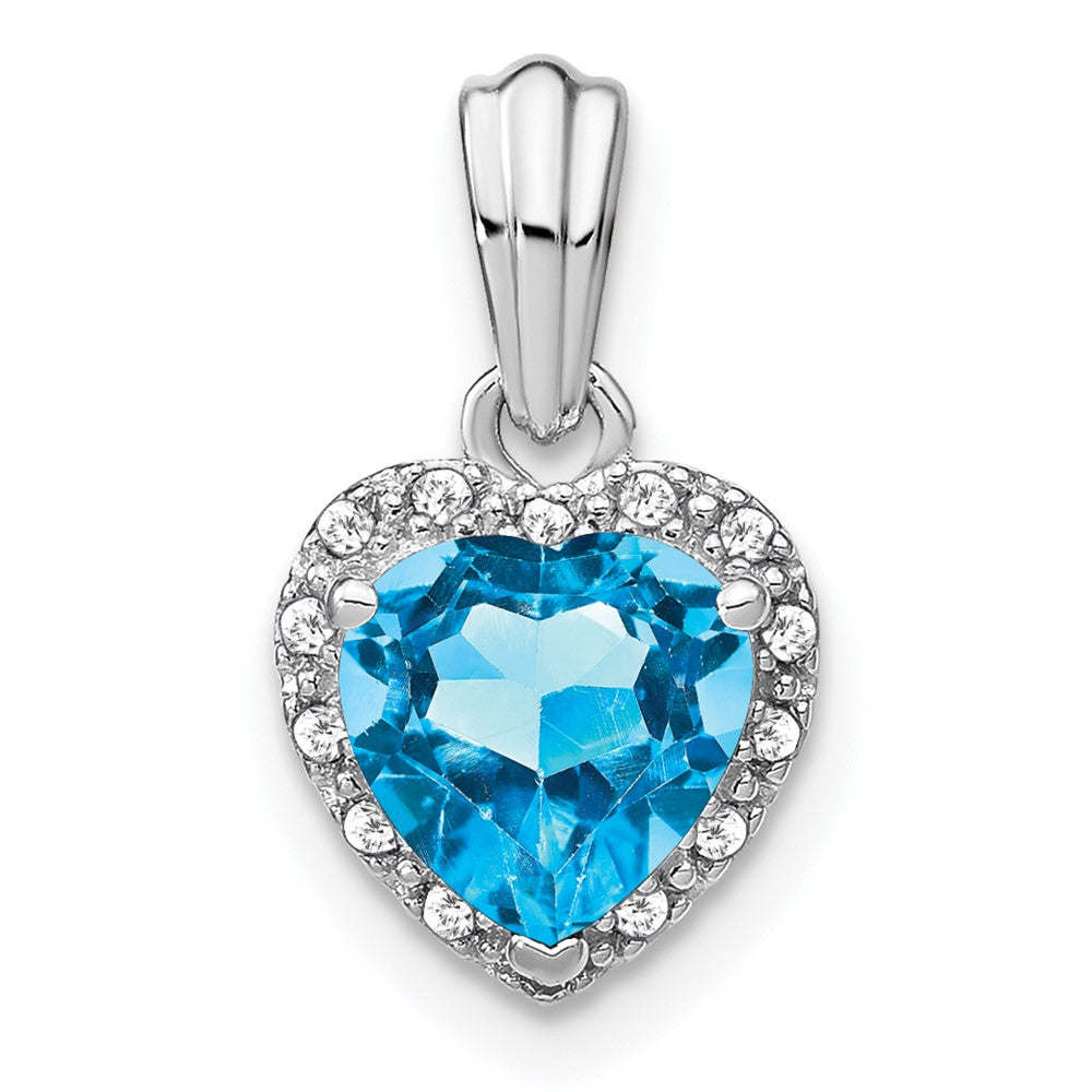 Sterling-Silber-Anhänger mit Blautopas und echtem Diamant