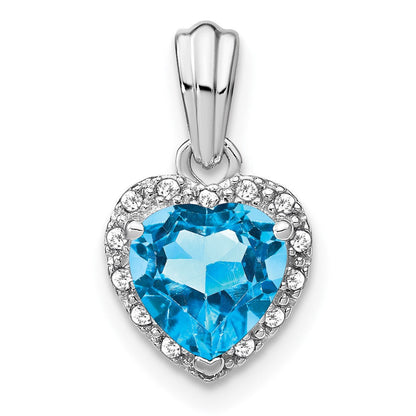 Sterling-Silber-Anhänger mit Blautopas und echtem Diamant