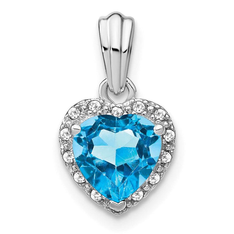 Sterling-Silber-Anhänger mit Blautopas und echtem Diamant